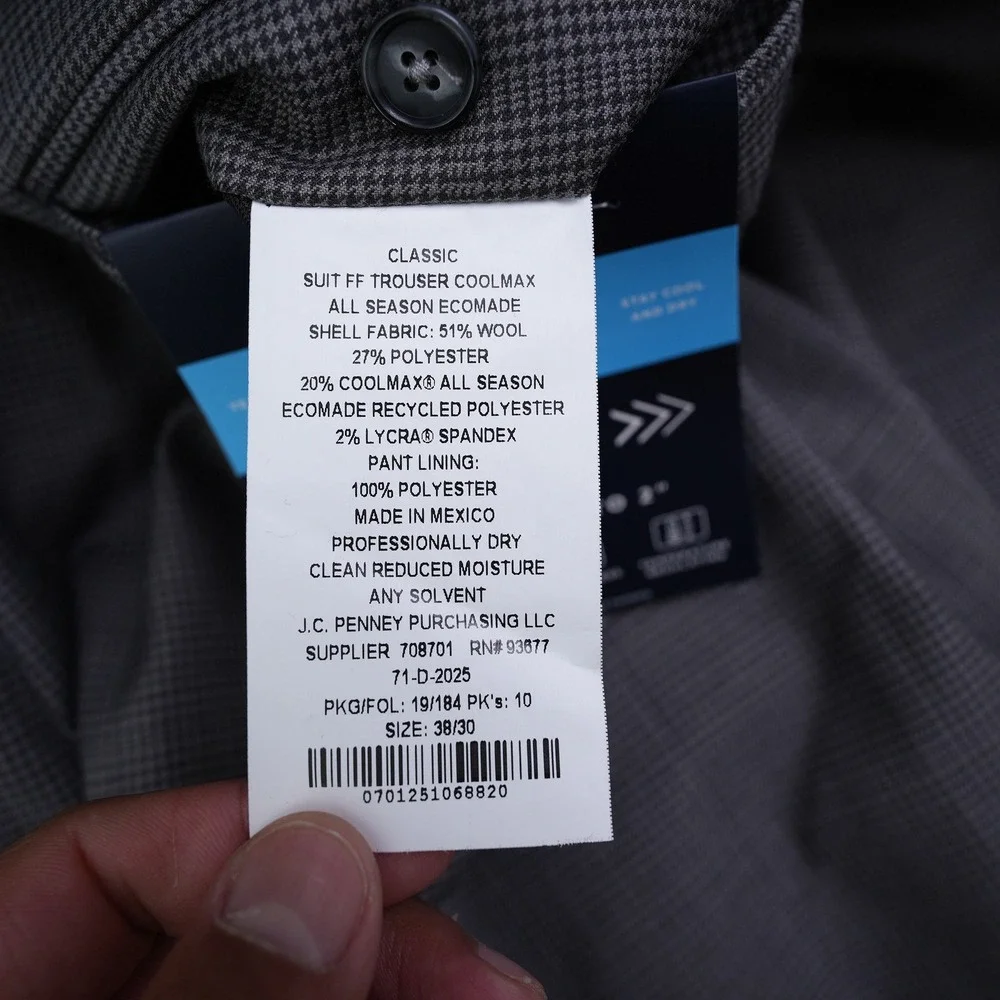 Stafford Dress Pants CoolMax Men Gray Wool Blend Classic New 37x30 Fit (39x29.5)